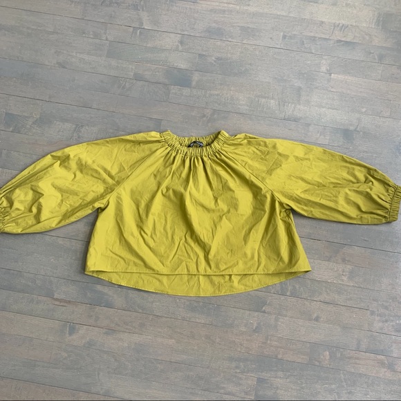 ZARA CROPPED POPLIN TOP Olive Color S - Picture 5 of 6